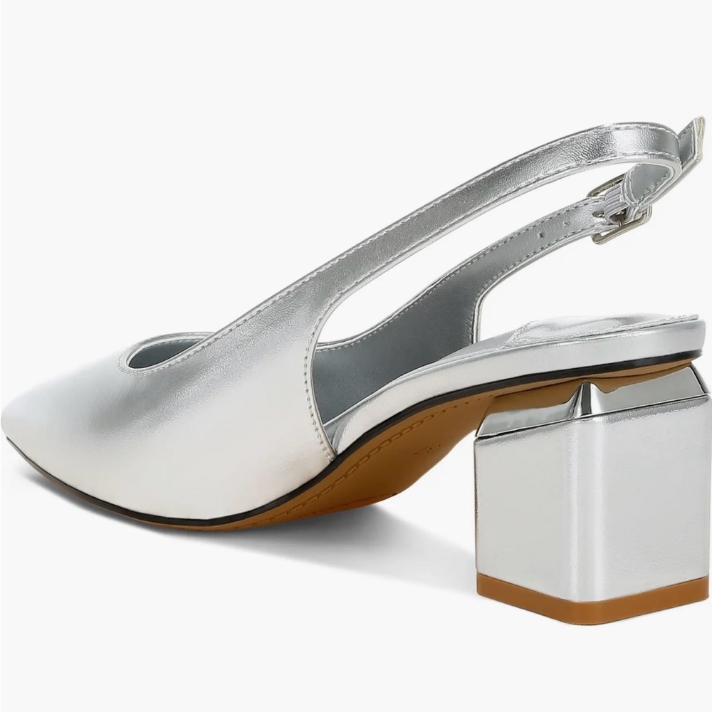 London Rag Silver Slingback Block Heel Pump, Size 7.5-8 - Picture 4 of 15